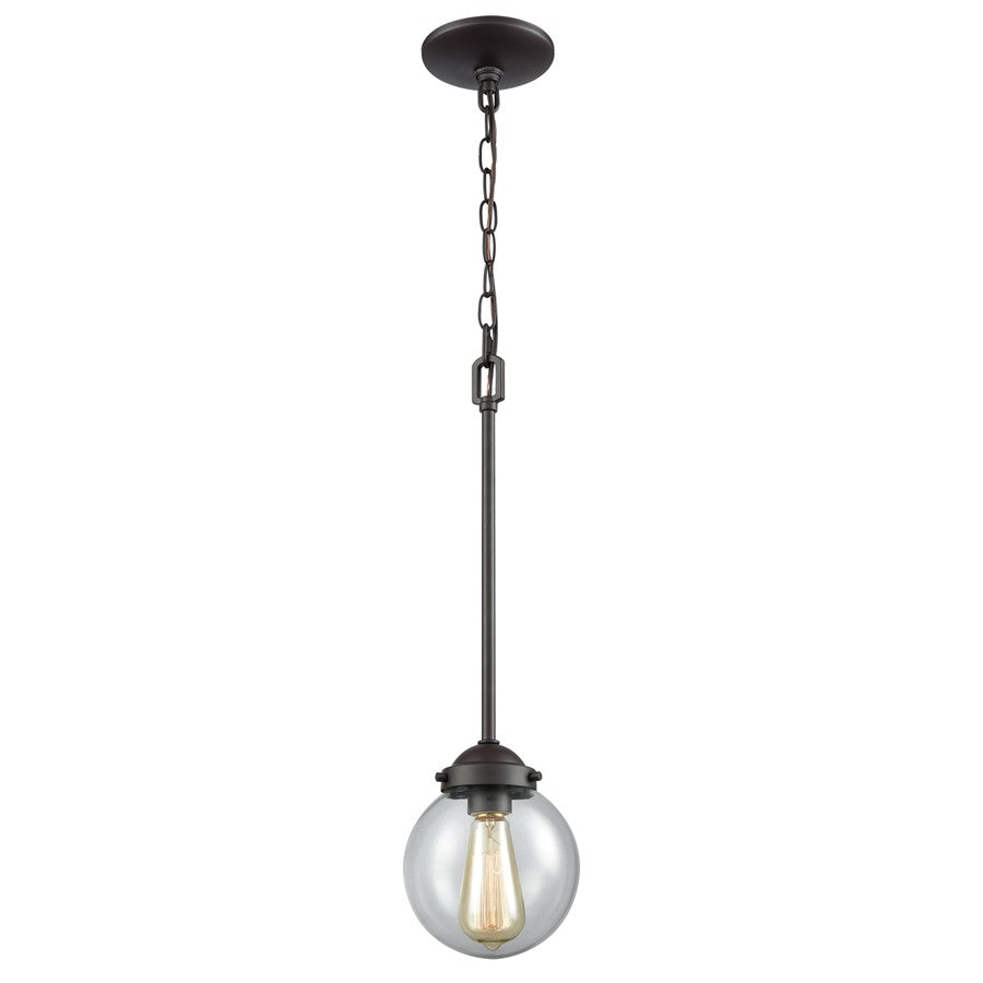 Atlas Lighting Beckett 6'' Wide 1Lt Mini Pendant, Bronze/Clear