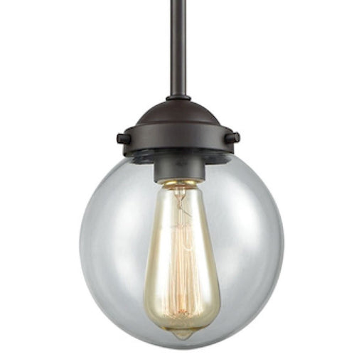 Atlas Lighting Beckett 6'' Wide 1Lt Mini Pendant, Bronze/Clear