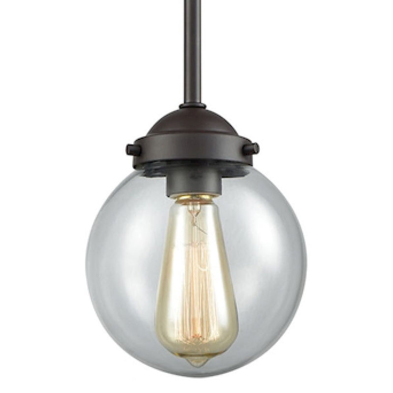 Atlas Lighting Beckett 6in 1-Light Mini Pendant | Modern Oil Rubbed Bronze and Clear Glass | Kitchen Island & Dining Room | Model CL11537-BZ2