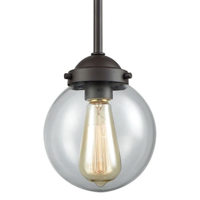 Atlas Lighting Beckett 6'' Wide 1Lt Mini Pendant, Bronze/Clear