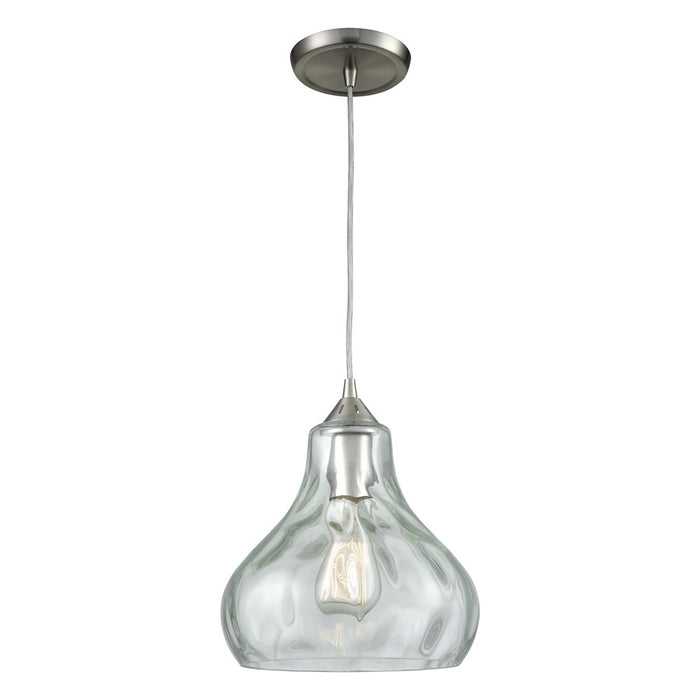 Atlas Lighting Belmont 10''W 1Lt Mini Pendant, Satin Nickel/Clear