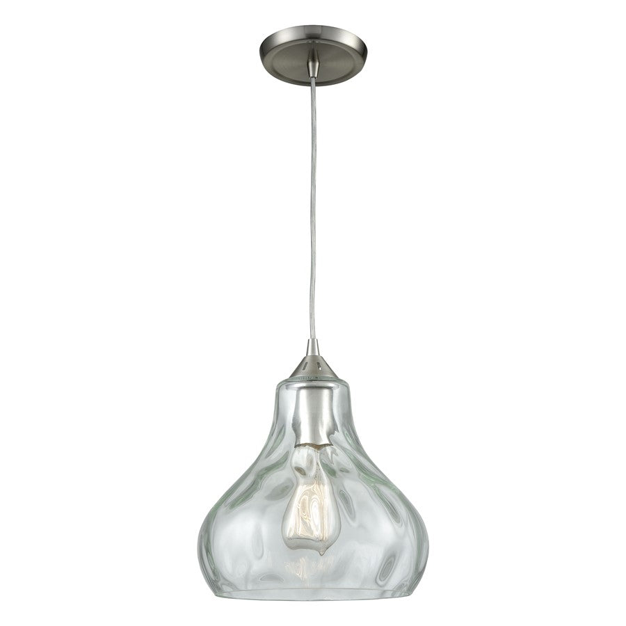 Atlas Lighting Belmont 10''W 1Lt Mini Pendant, Satin Nickel/Clear