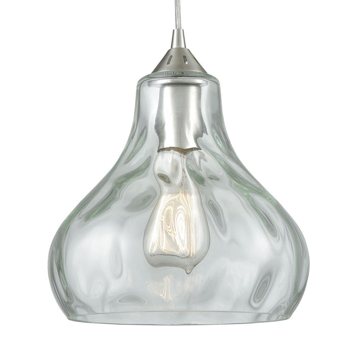 Atlas Lighting Belmont 10''W 1Lt Mini Pendant, Satin Nickel/Clear