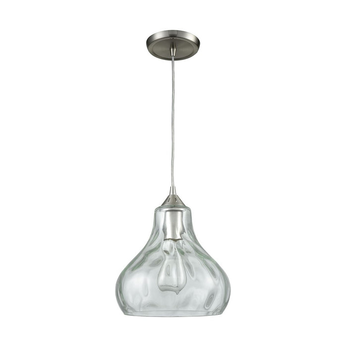 Atlas Lighting Belmont 10''W 1Lt Mini Pendant, Satin Nickel/Clear