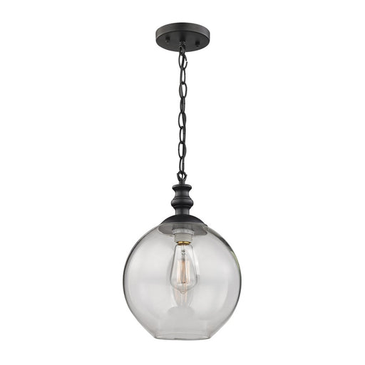 Atlas Lighting Bergen 10'' Wide 1Lt Mini Pendant, Matte Black/Clear