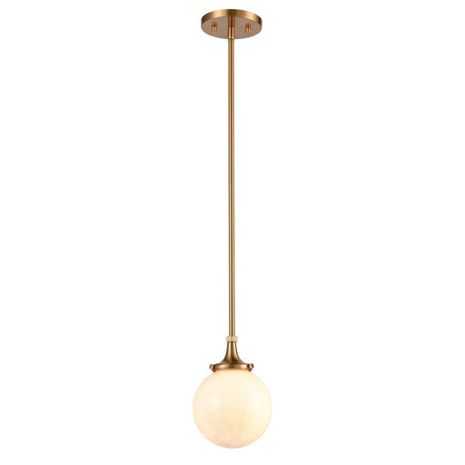 Atlas Lighting Beverly Hills 6'' Wide 1Lt Mini Pendant, Brass/White