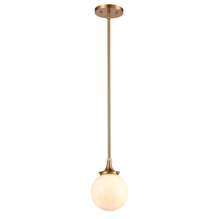 Atlas Lighting Beverly Hills 6'' Wide 1Lt Mini Pendant, Brass/White