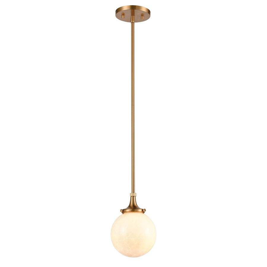 Atlas Lighting Beverly Hills 6'' Wide 1Lt Mini Pendant, Brass/White