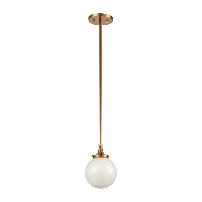 Atlas Lighting Beverly Hills 6'' Wide 1Lt Mini Pendant, Brass/White