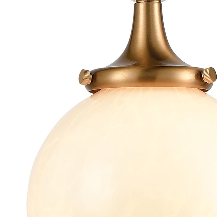 Atlas Lighting Beverly Hills 6'' Wide 1Lt Mini Pendant, Brass/White