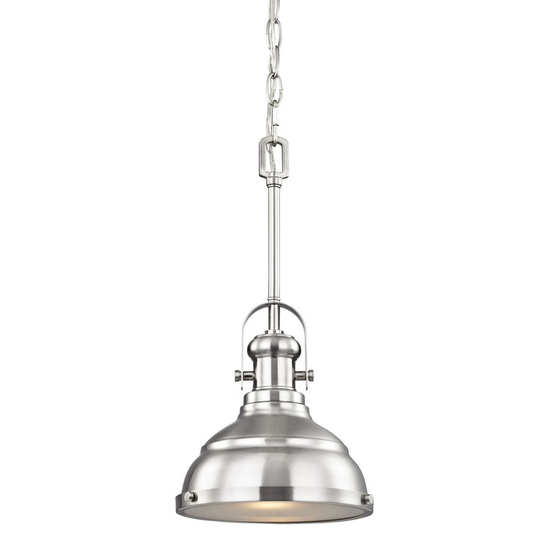 Atlas Lighting Blakesley 8in 1-Light Mini Pendant | Traditional Brushed Nickel and Nickel Metal Shade | Kitchen Island & Dining | Model CL11542-NK