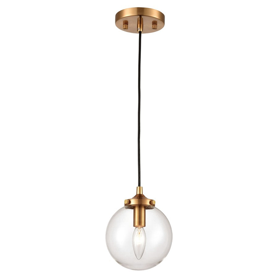 Atlas Lighting Boudreaux 6''W 1Lt Mini Pendant, Black/Gold/Clear