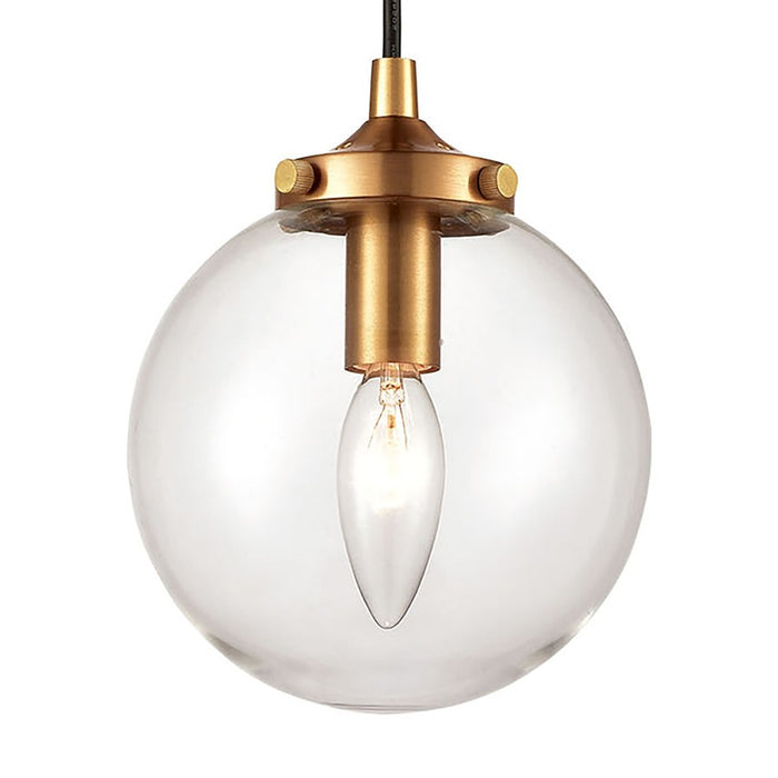 Atlas Lighting Boudreaux 6''W 1Lt Mini Pendant, Black/Gold/Clear