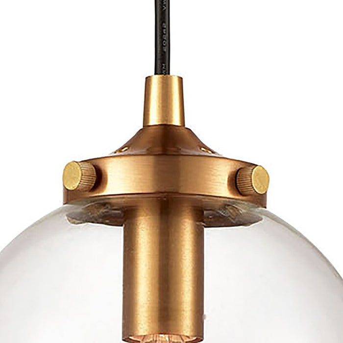 Atlas Lighting Boudreaux 6''W 1Lt Mini Pendant, Black/Gold/Clear