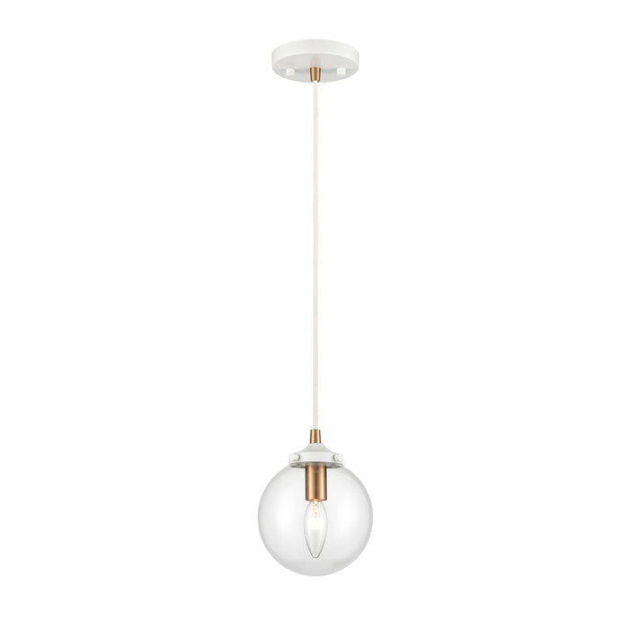 Atlas Lighting Boudreaux 6''W 1Lt Mini Pendant, Matte White/Clear