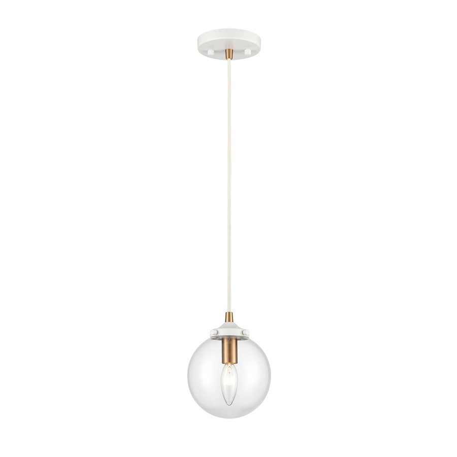 Atlas Lighting Boudreaux 6''W 1Lt Mini Pendant, Matte White/Clear