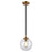 Atlas Lighting Boudreaux 8''W 1Lt Mini Pendant, Black/Gold/Clear