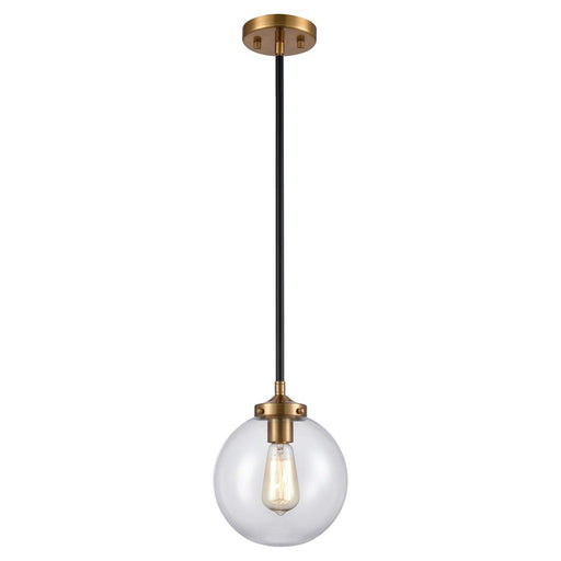 Atlas Lighting Boudreaux 8''W 1Lt Mini Pendant, Black/Gold/Clear