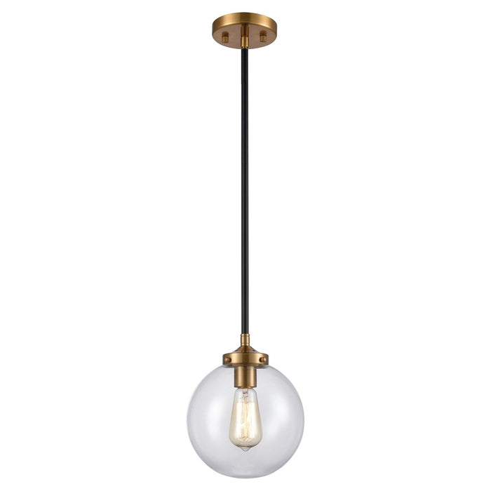 Atlas Lighting Boudreaux 8''W 1Lt Mini Pendant, Black/Gold/Clear