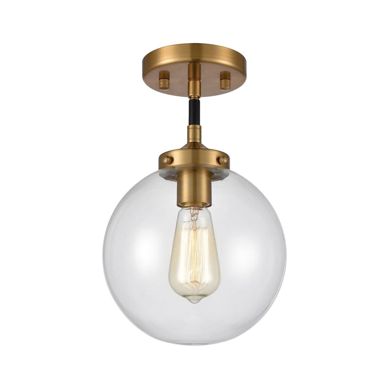 Atlas Lighting Boudreaux 8in 1-Light Mini Pendant | Midcentury Antique Gold and Matte Black with Clear Glass | Kitchen Island | Model CL11544-GD