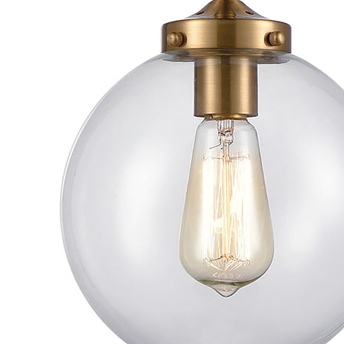 Atlas Lighting Boudreaux 8''W 1Lt Mini Pendant, Black/Gold/Clear