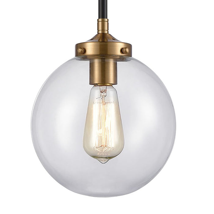 Atlas Lighting Boudreaux 8''W 1Lt Mini Pendant, Black/Gold/Clear