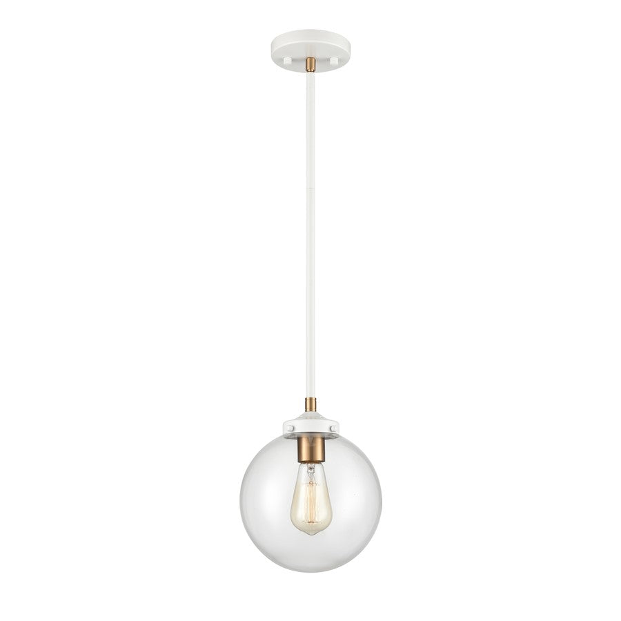 Atlas Lighting Boudreaux 8''W 1Lt Mini Pendant, Matte White/Clear