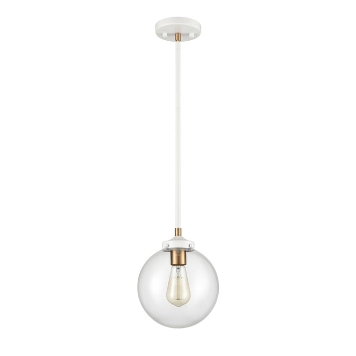 Atlas Lighting Boudreaux 8''W 1Lt Mini Pendant, Matte White/Clear