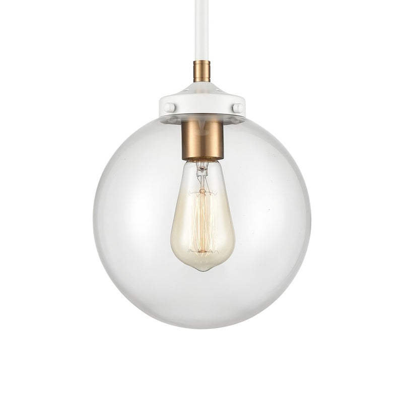 Atlas Lighting Boudreaux 8in 1-Light Mini Pendant | Mid-Century Matte White and Clear Glass | Kitchen Island & Dining Room | Model CL11544-WH