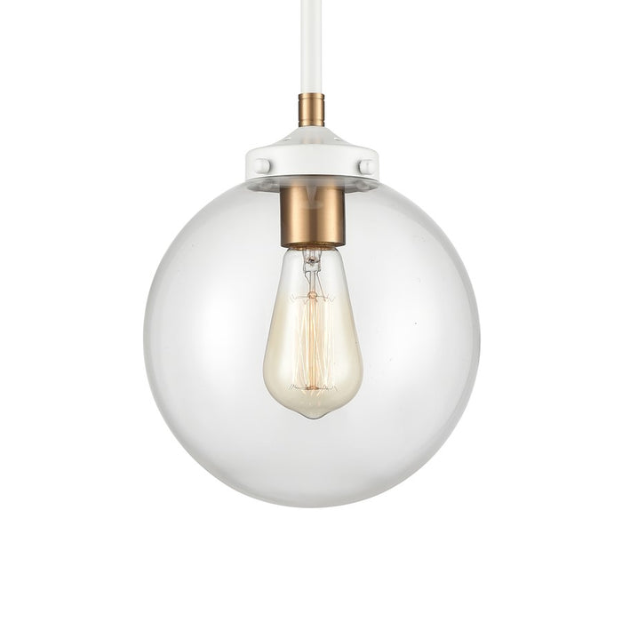 Atlas Lighting Boudreaux 8''W 1Lt Mini Pendant, Matte White/Clear