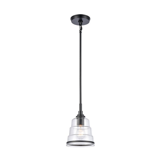 Atlas Lighting Boyer 6.5'' Wide 1Lt Mini Pendant, Matte Black/Clear