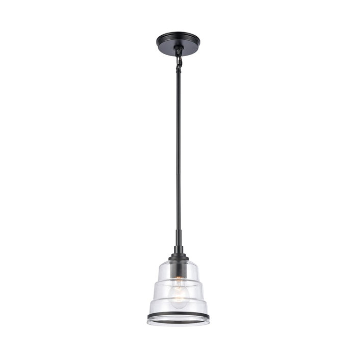 Atlas Lighting Boyer 6.5'' Wide 1Lt Mini Pendant, Matte Black/Clear