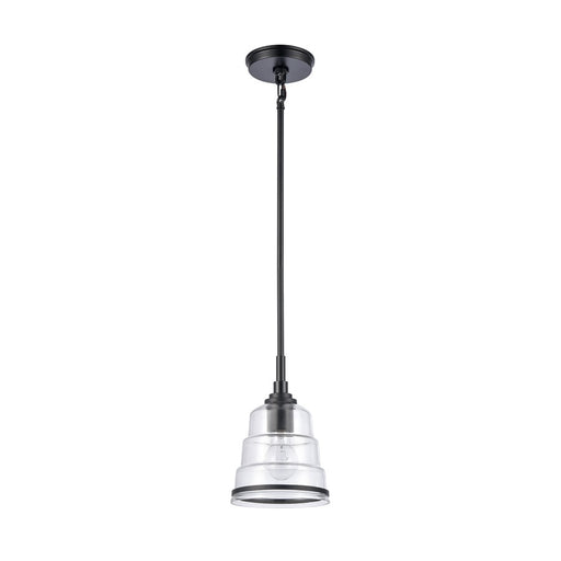 Atlas Lighting Boyer 6.5'' Wide 1Lt Mini Pendant, Matte Black/Clear