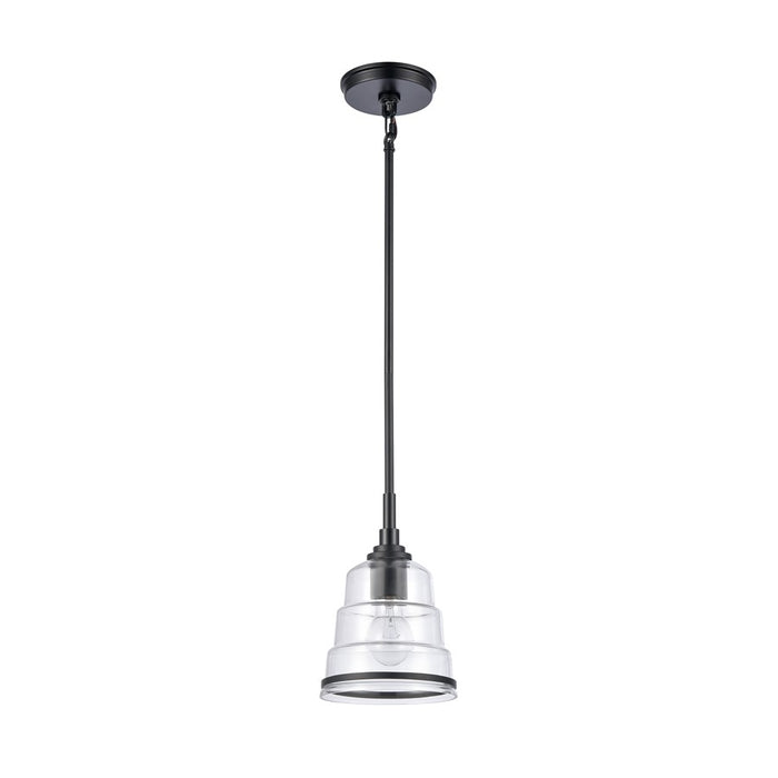 Atlas Lighting Boyer 6.5'' Wide 1Lt Mini Pendant, Matte Black/Clear
