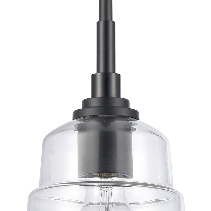 Atlas Lighting Boyer 6in 1-Light Mini Pendant | Transitional Matte Black and Clear Glass | Kitchen Island & Dining Room | Model CL11545-BK