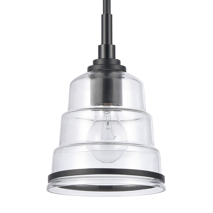 Atlas Lighting Boyer 6.5'' Wide 1Lt Mini Pendant, Matte Black/Clear