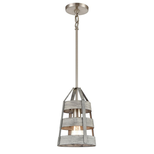 Atlas Lighting Brigantine 7'' Wide 1Lt Mini Pendant, Driftwood/Gray