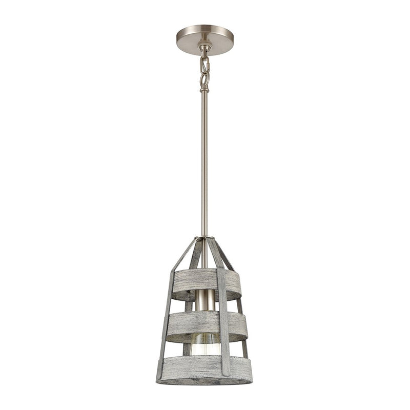 Atlas Lighting Brigantine 7in 1-Light Mini Pendant | Transitional Weathered Gray and Satin Nickel | Kitchen Island & Dining Room | Model CL11547-GY