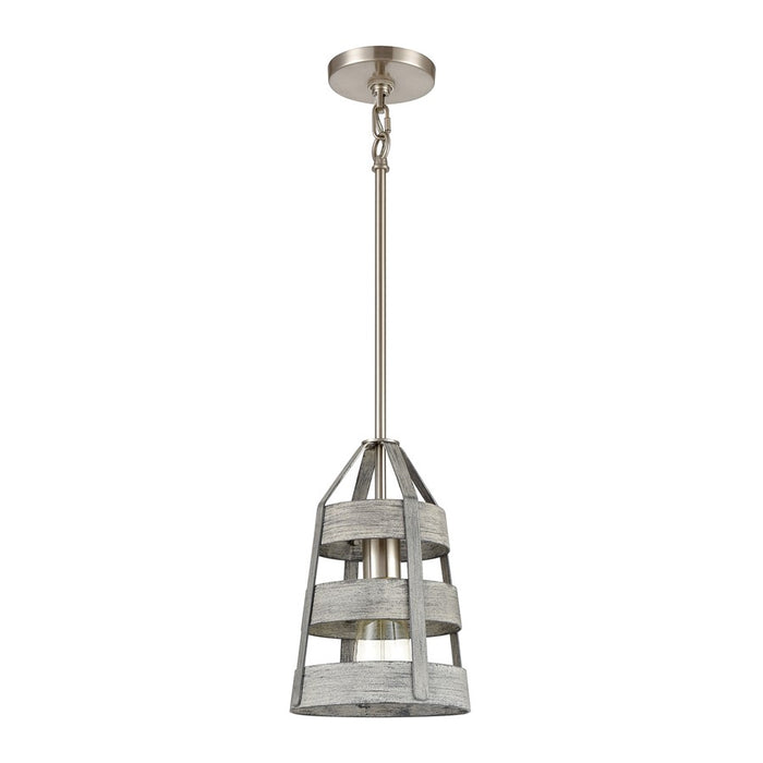 Atlas Lighting Brigantine 7'' Wide 1Lt Mini Pendant, Driftwood/Gray