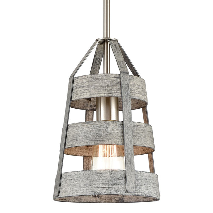 Atlas Lighting Brigantine 7'' Wide 1Lt Mini Pendant, Driftwood/Gray