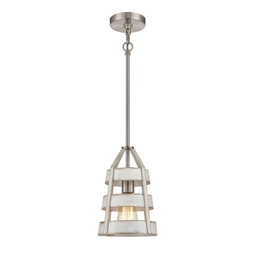 Atlas Lighting Brigantine 7''W 1Lt Mini Pendant, Nickel Beige/White
