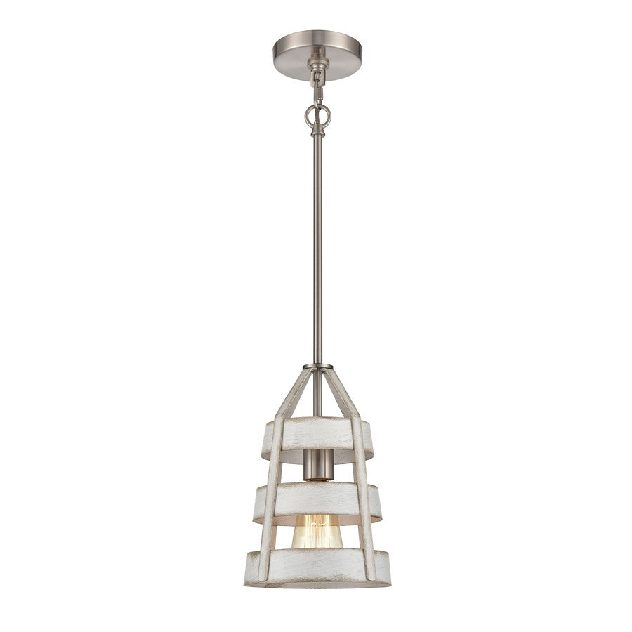 Atlas Lighting Brigantine 7''W 1Lt Mini Pendant, Nickel Beige/White