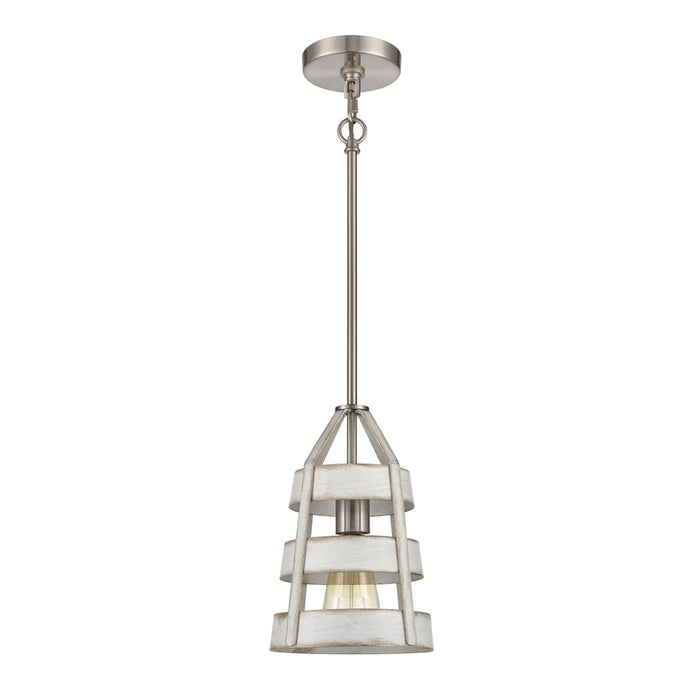 Atlas Lighting Brigantine 7''W 1Lt Mini Pendant, Nickel Beige/White