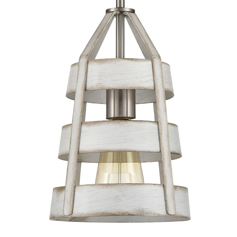 Atlas Lighting Brigantine 7''W 1Lt Mini Pendant, Nickel Beige/White
