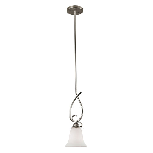 Atlas Lighting Brighton 6'' Wide 1Lt Mini Pendant, Nickel/White