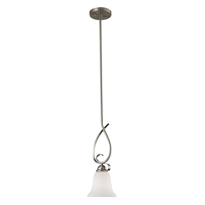 Atlas Lighting Brighton 6'' Wide 1Lt Mini Pendant, Nickel/White