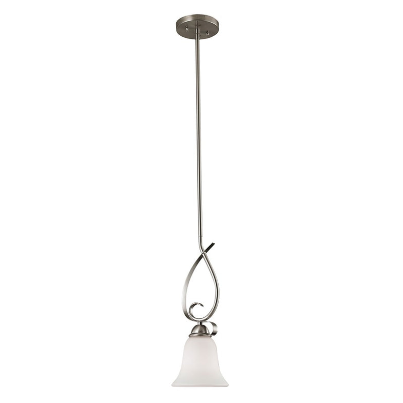 Atlas Lighting Brighton 6in 1-Light Mini Pendant | Traditional Brushed Nickel and Frosted Glass | Kitchen Island & Dining Room | Model CL11548-NK