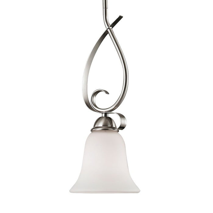 Atlas Lighting Brighton 6'' Wide 1Lt Mini Pendant, Nickel/White