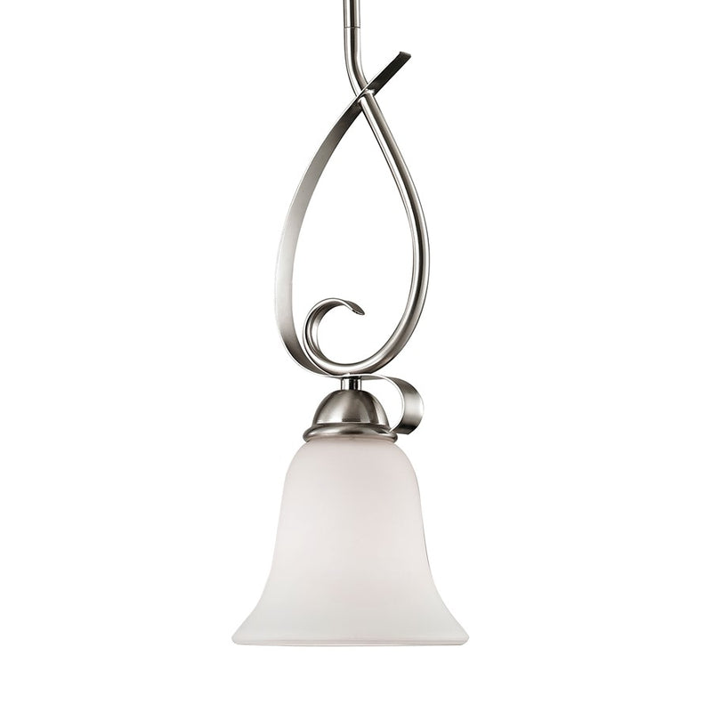 Atlas Lighting Brighton 6in 1-Light Mini Pendant | Traditional Brushed Nickel and Frosted Glass | Kitchen Island & Dining Room | Model CL11548-NK