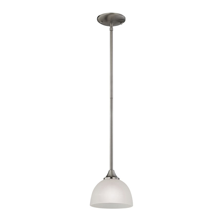 Atlas Lighting Bristol Lane 7'' Wide 1Lt Mini Pendant, Nickel/White